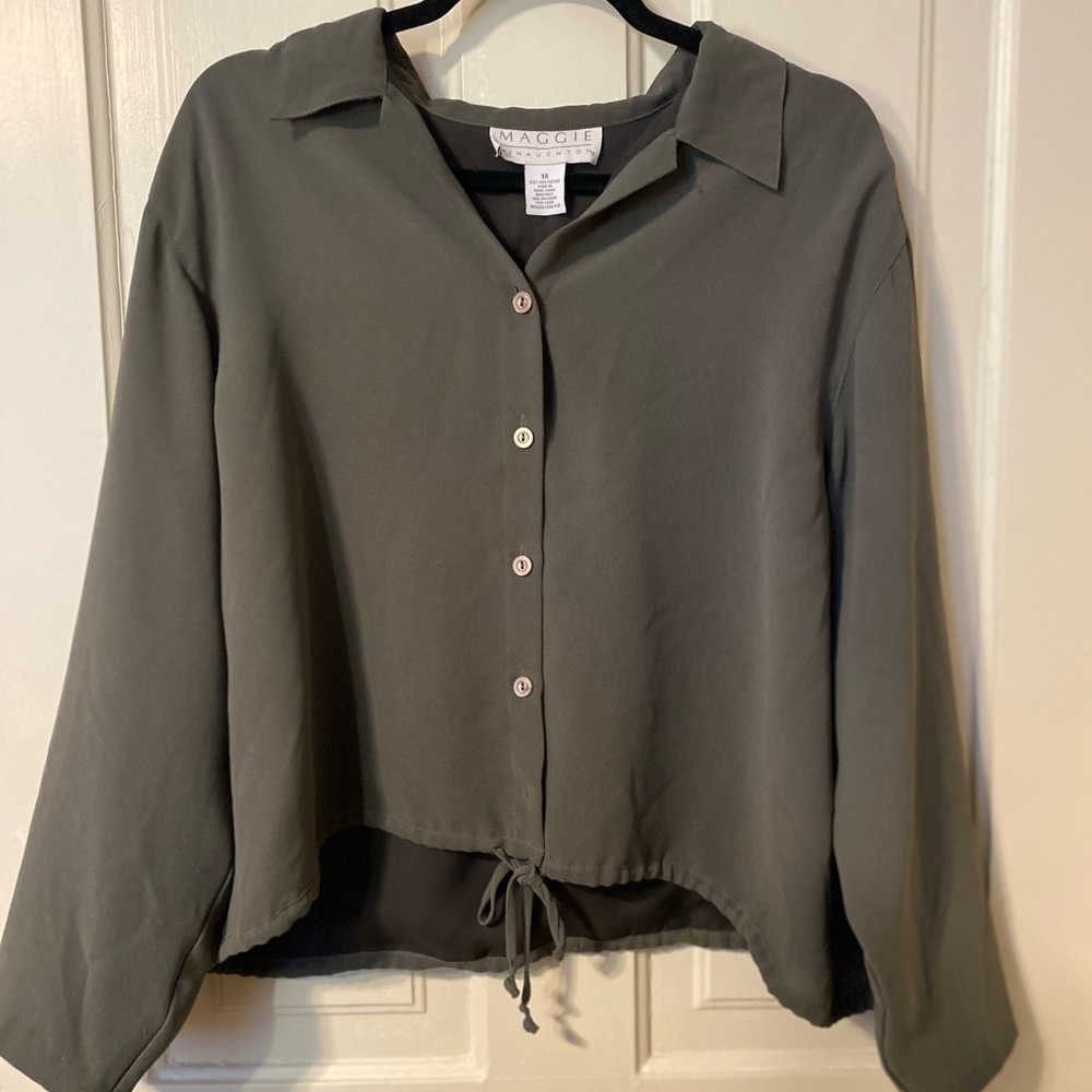 Long sleeve green shirt.